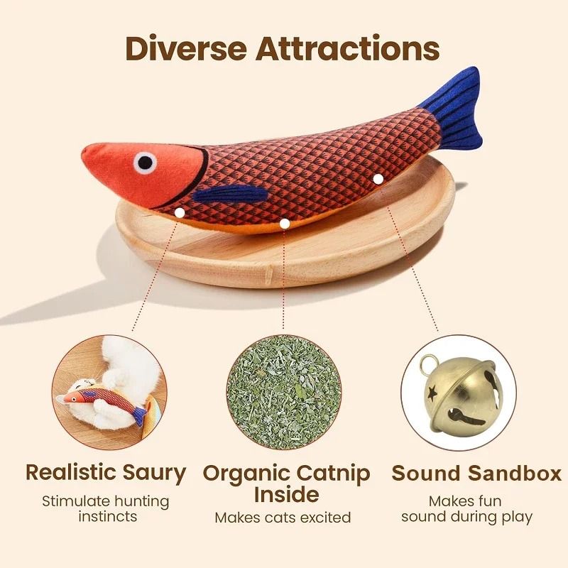 3D Simulation Catnip Interactive Plush Fish Toy