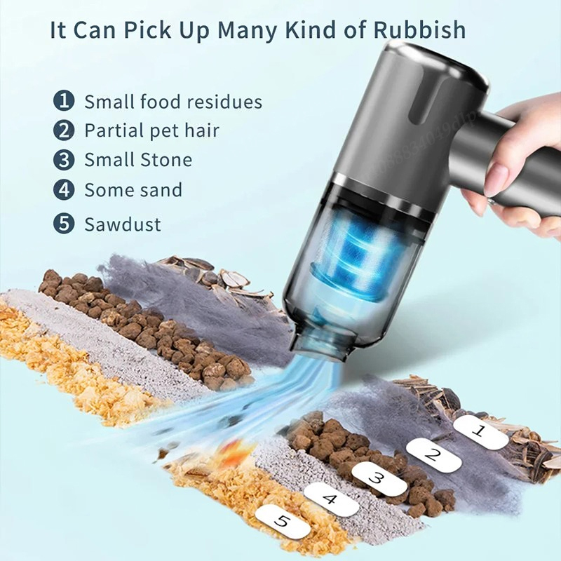 Portable Wireless Vacuum Cleaner, PA Blow Suck Pump, Super Powerful Car Vacuum Charge