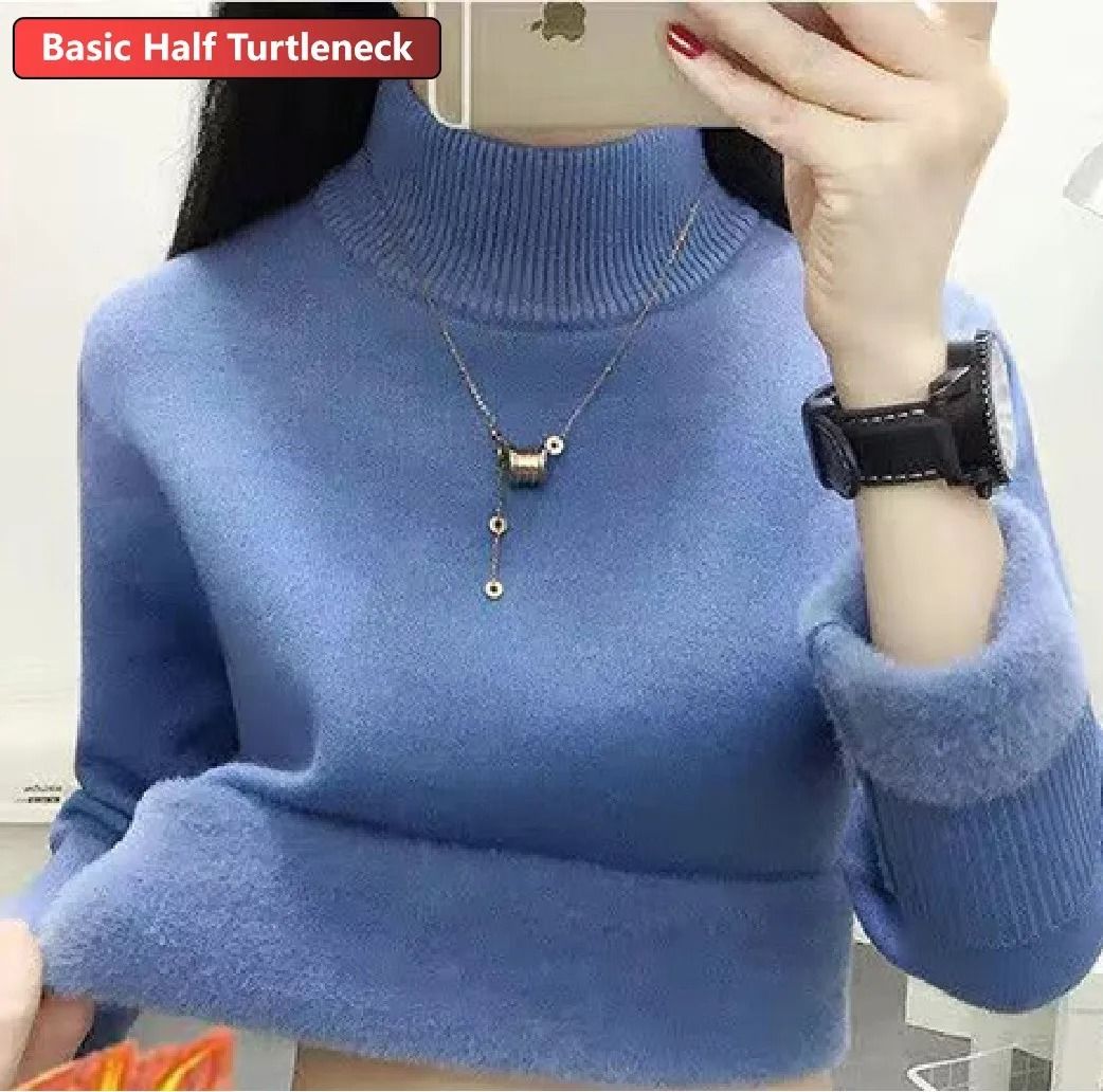 Elegant Thicken Velvet-Lined Turtleneck Sweater – Slim Knit Pullover & Warm Winter Jumper