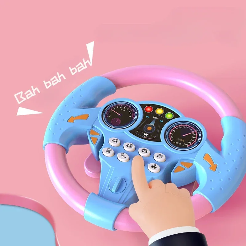 Infant Shining Simulation Steering Wheel Toy, Kids Early Education Stroller Toy with Sound Effects