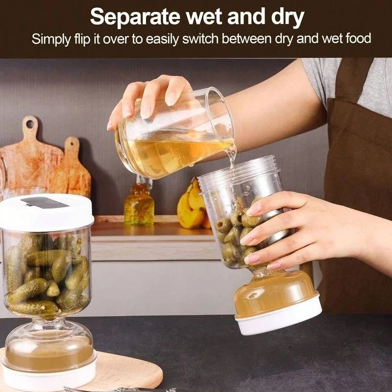 Duo-Chamber Pickle Hourglass with Integrated Fork