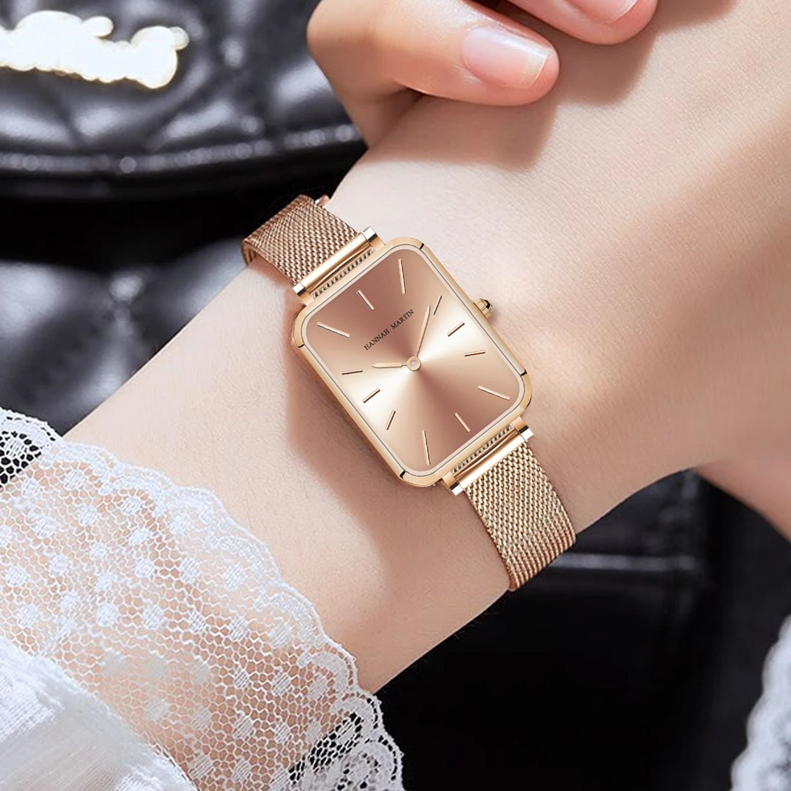 Elegant Square Mesh Strap Watch