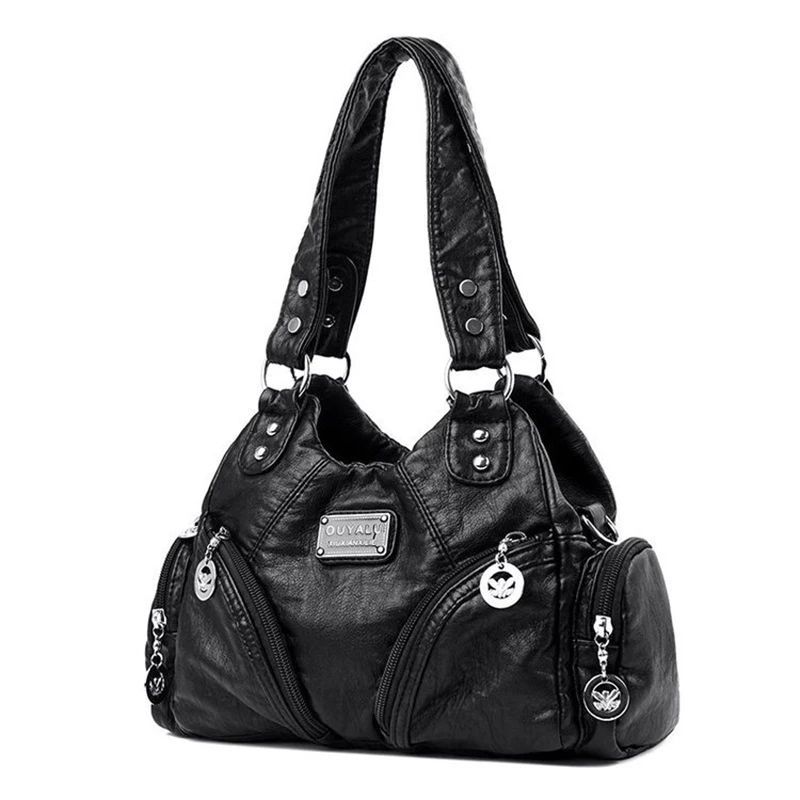 Luxury Soft PU Leather Mini Motorcycle Shoulder Bag for Women