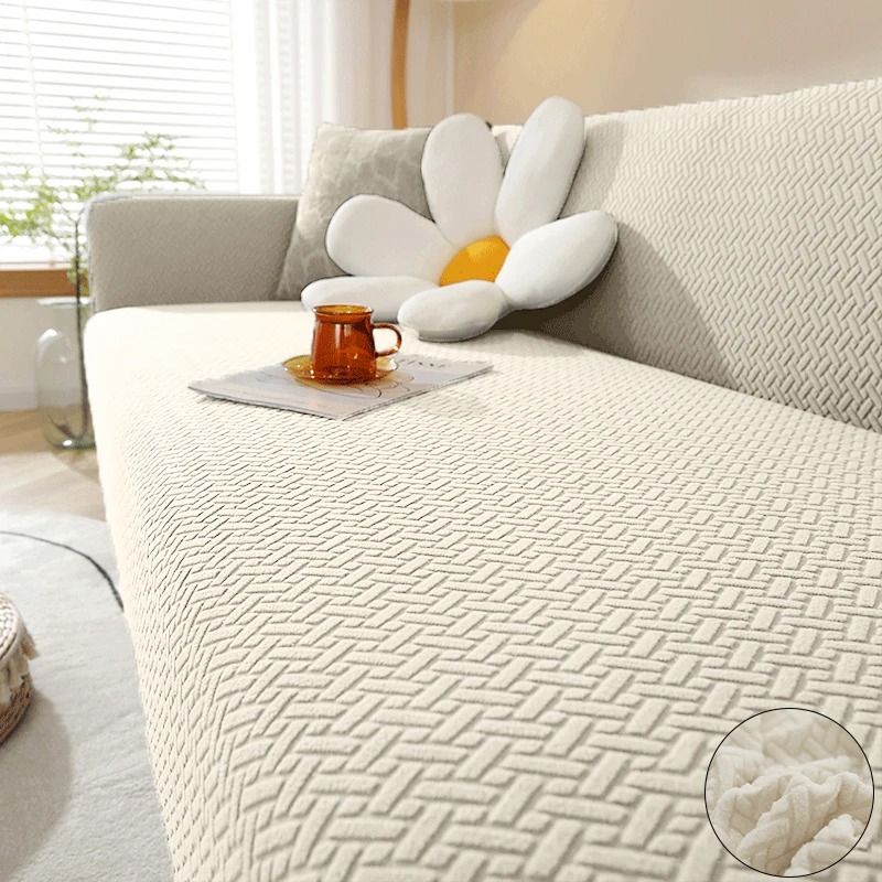 ComfortStretch Jacquard Sofa Cover Elastic Stretch Sofa Slipcover Fleece Couch Protector