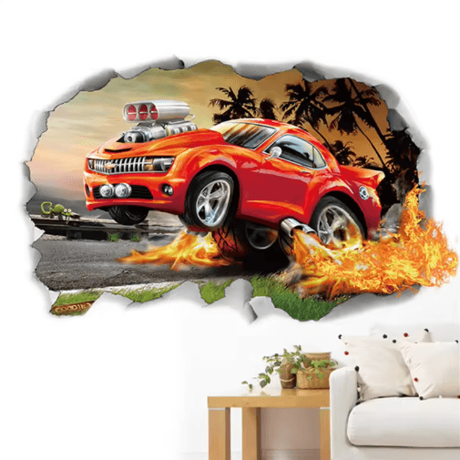 3D Cars Wall Stickers Lightning McQueen Kids Room Cartoon Decals