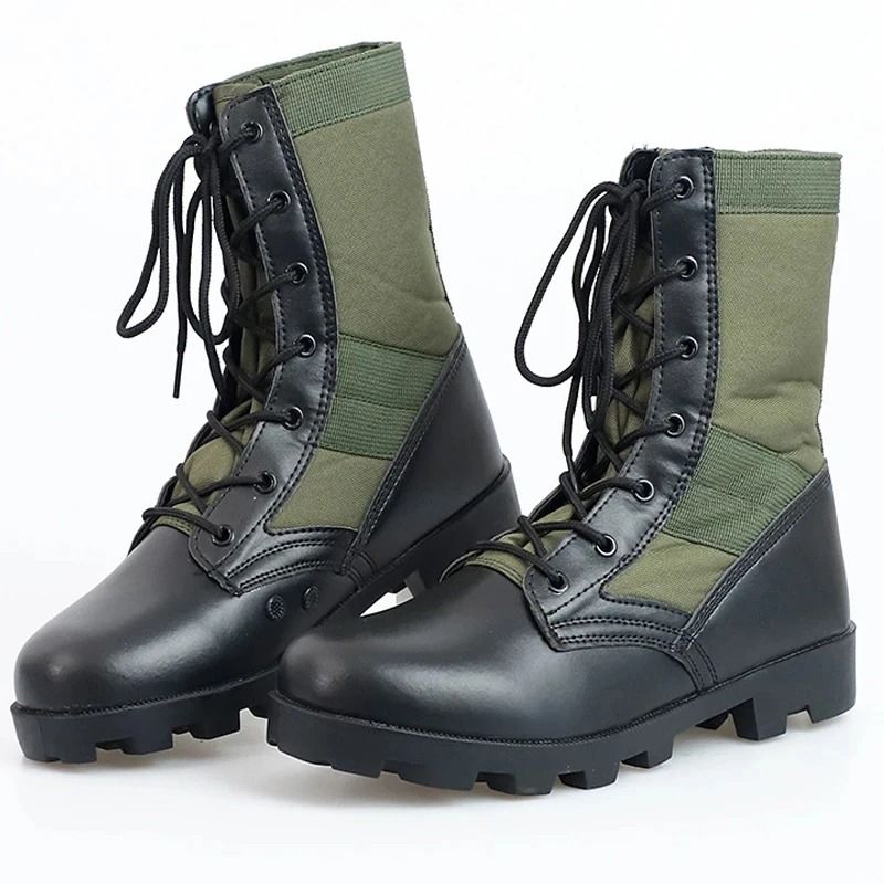 Mens Lace Up Waterproof Canvas Tactical Combat Desert Ankle Boots