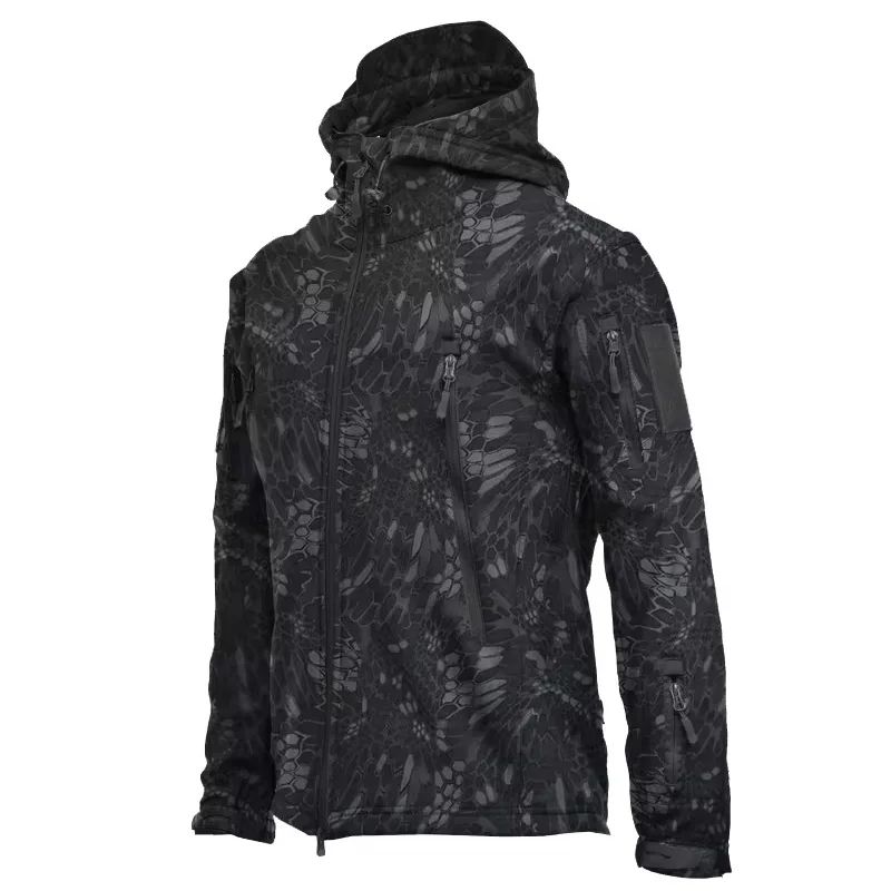 Men's Tactical Shark Skin Soft Shell Jacket – Windproof Waterproof Military Hooded Combat Bomber Coat