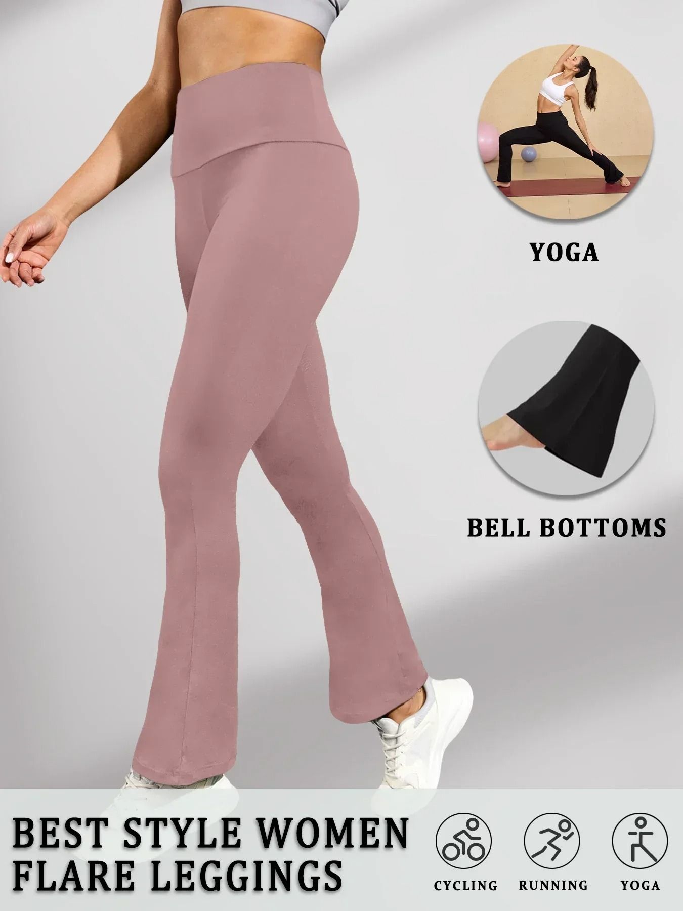 Womens High Waisted Flare Yoga Pants – Super Soft Bell Bottom Leggings with Tummy Control
