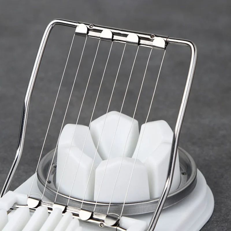2-in-1 Stainless Steel Egg Cutter & Preserved Egg Slicer with Plastic Base