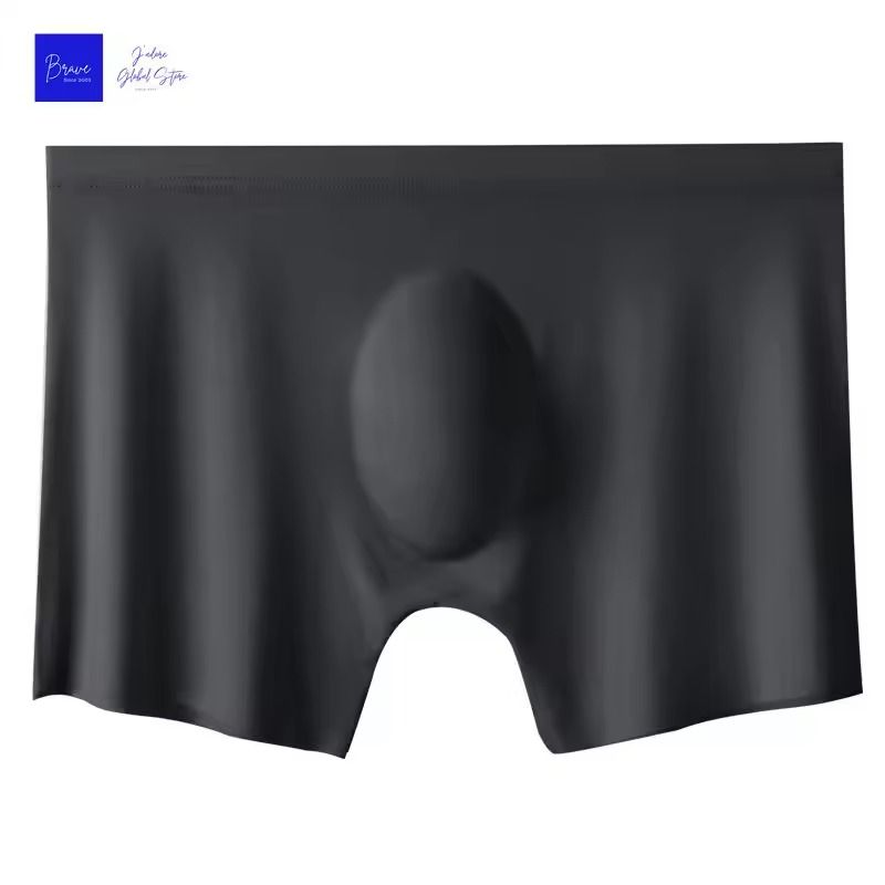 Mens Ice Silk Seamless Boxer Briefs with Breathable Antibacterial Fabric