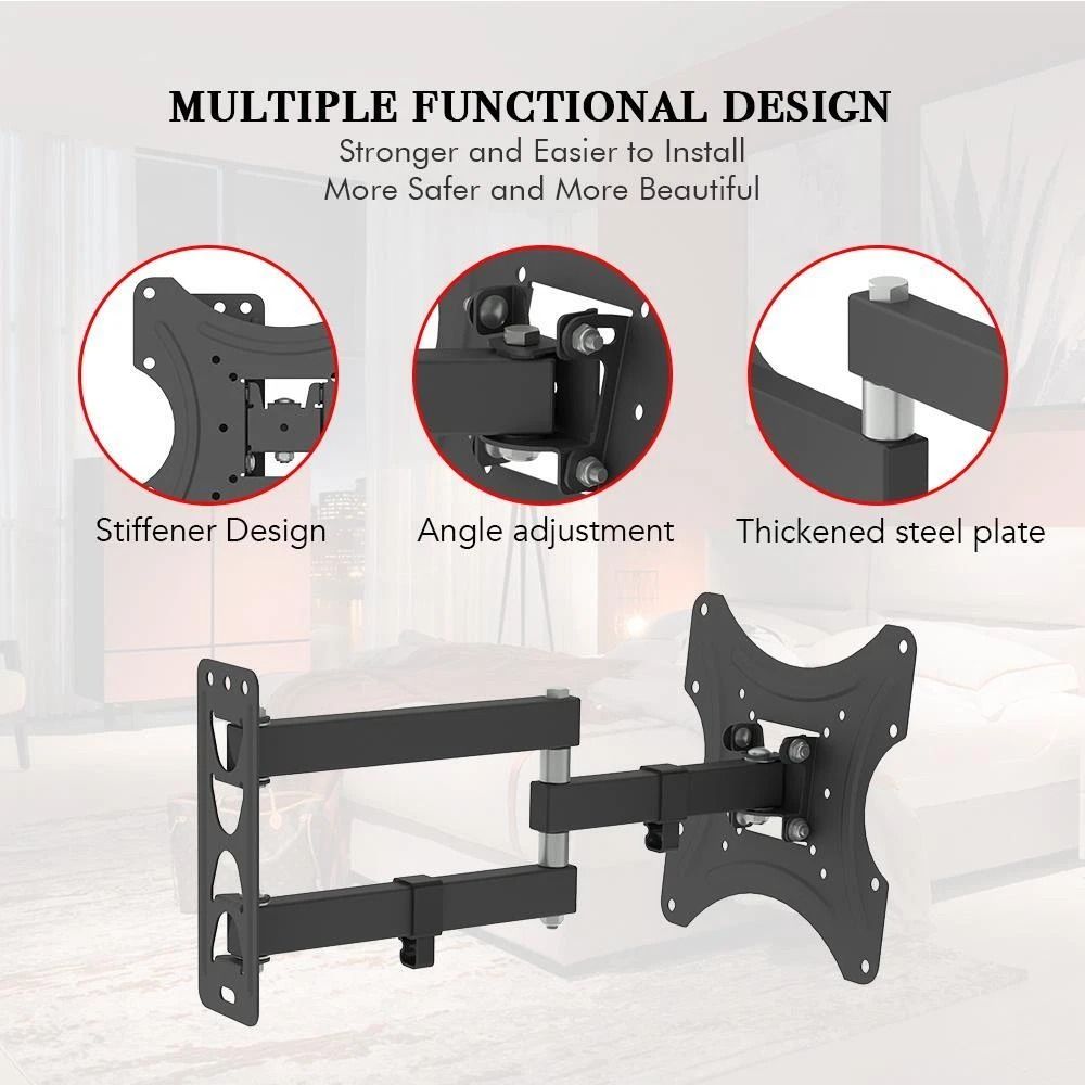 Full Motion TV Wall Mount Bracket Tilt, Swivel, Compatible