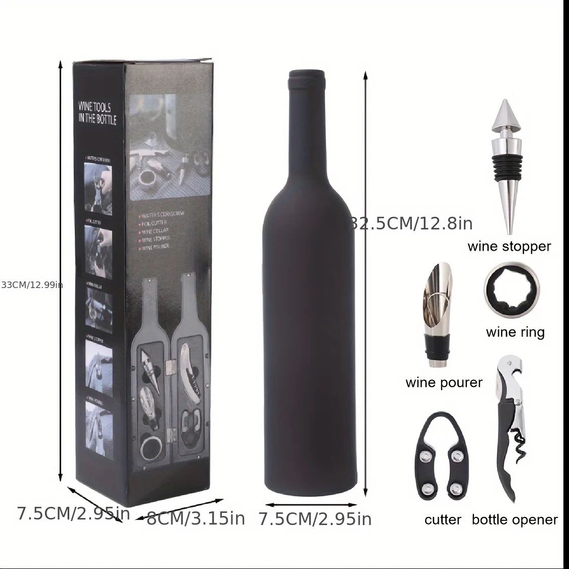 Premium Wine Opener Set – 5-Piece Wine Accessory Kit with Corkscrew & Foil Cutter