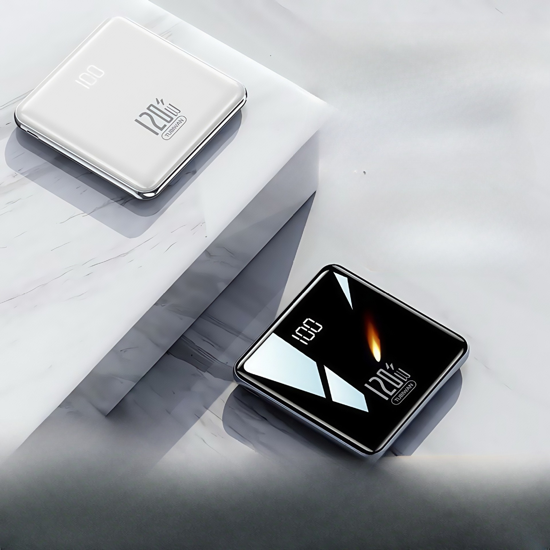 20000 mAh Portable External Battery, New 120W Super Fast Charging, Mirror Design for iPhone Xiaomi