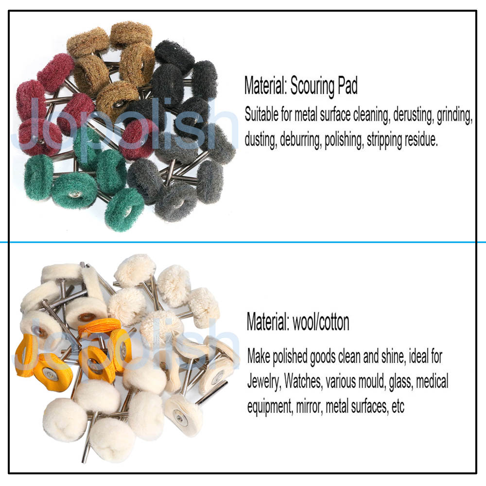 Wool Felt Sanding Grinding Buffing Wheel with Shank, Cotton Polishing Head Brush for Dremel Rotary Drill Tools