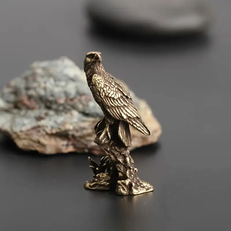 Handcrafted Bronze Eagle Sculpture Miniature Bird Statue for Elegant Home Decor