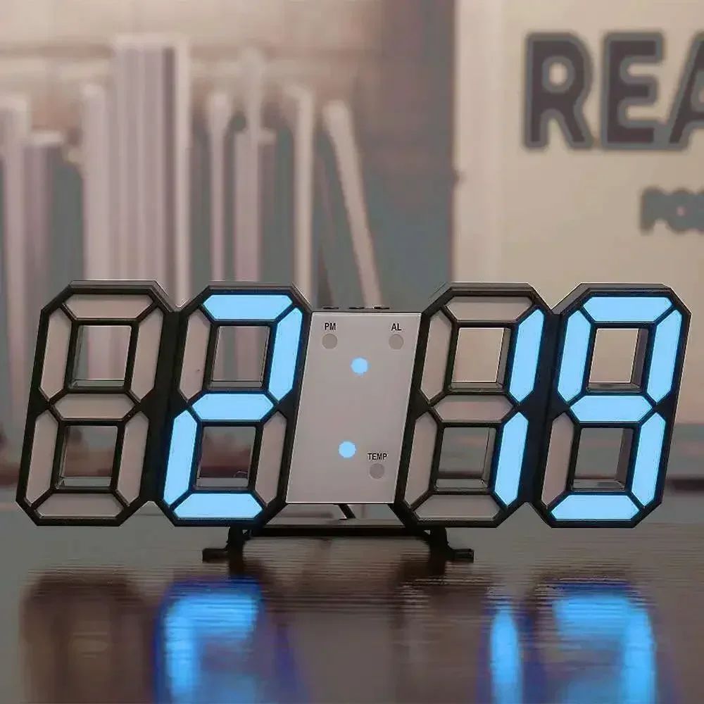 3D LED Digital Wall Clock – Modern Glow Night Mode Display Clock with Temperature & Alarm