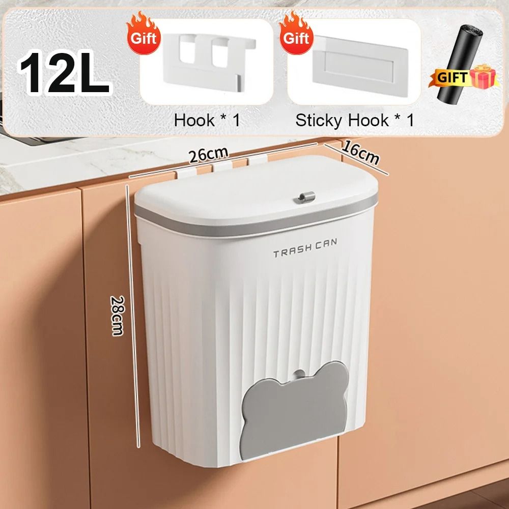 Wall Mounted Kitchen Trash Can with Lid