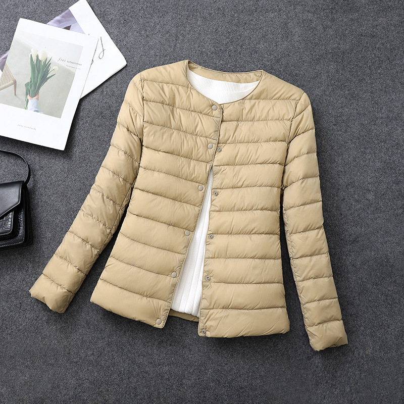 Women's Lightweight Down Jacket, Matt Fabric Windbreaker Parka, Warm Duck Down Coat