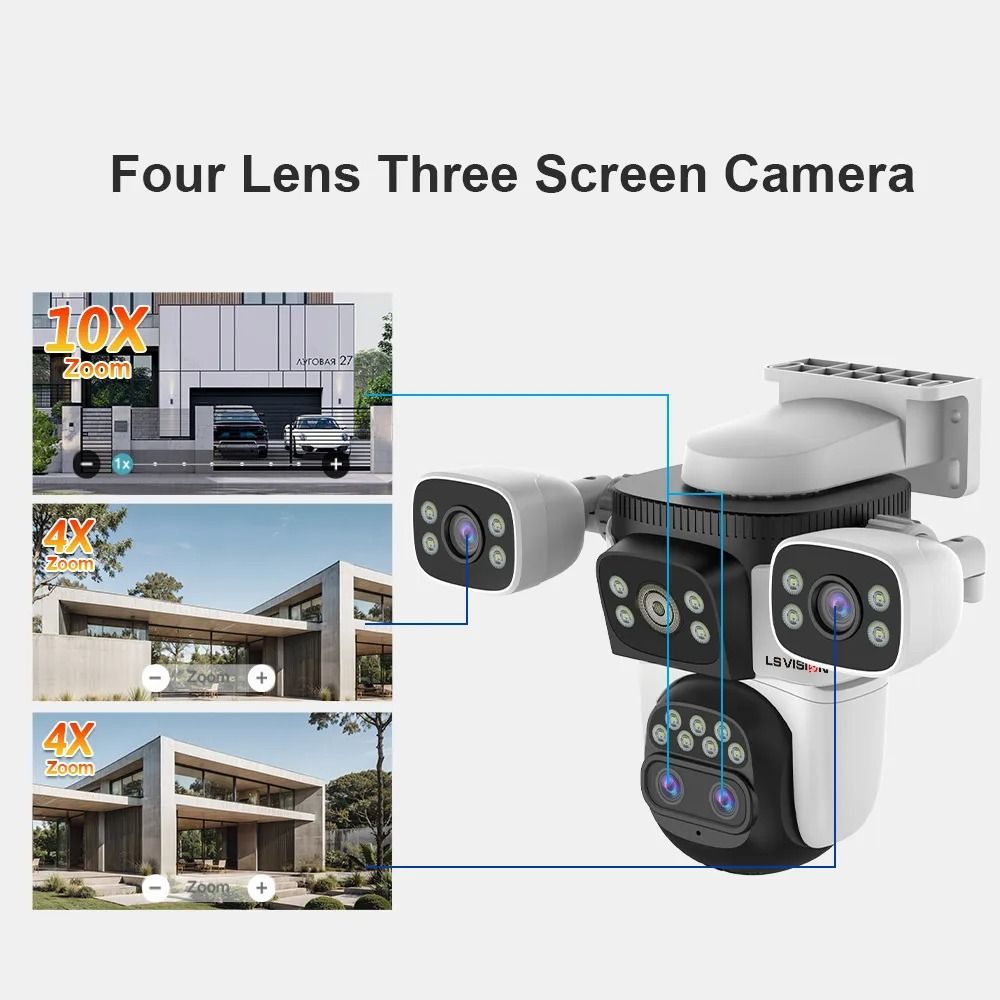 20MP Three-Screen Outdoor WiFi Surveillance Camera