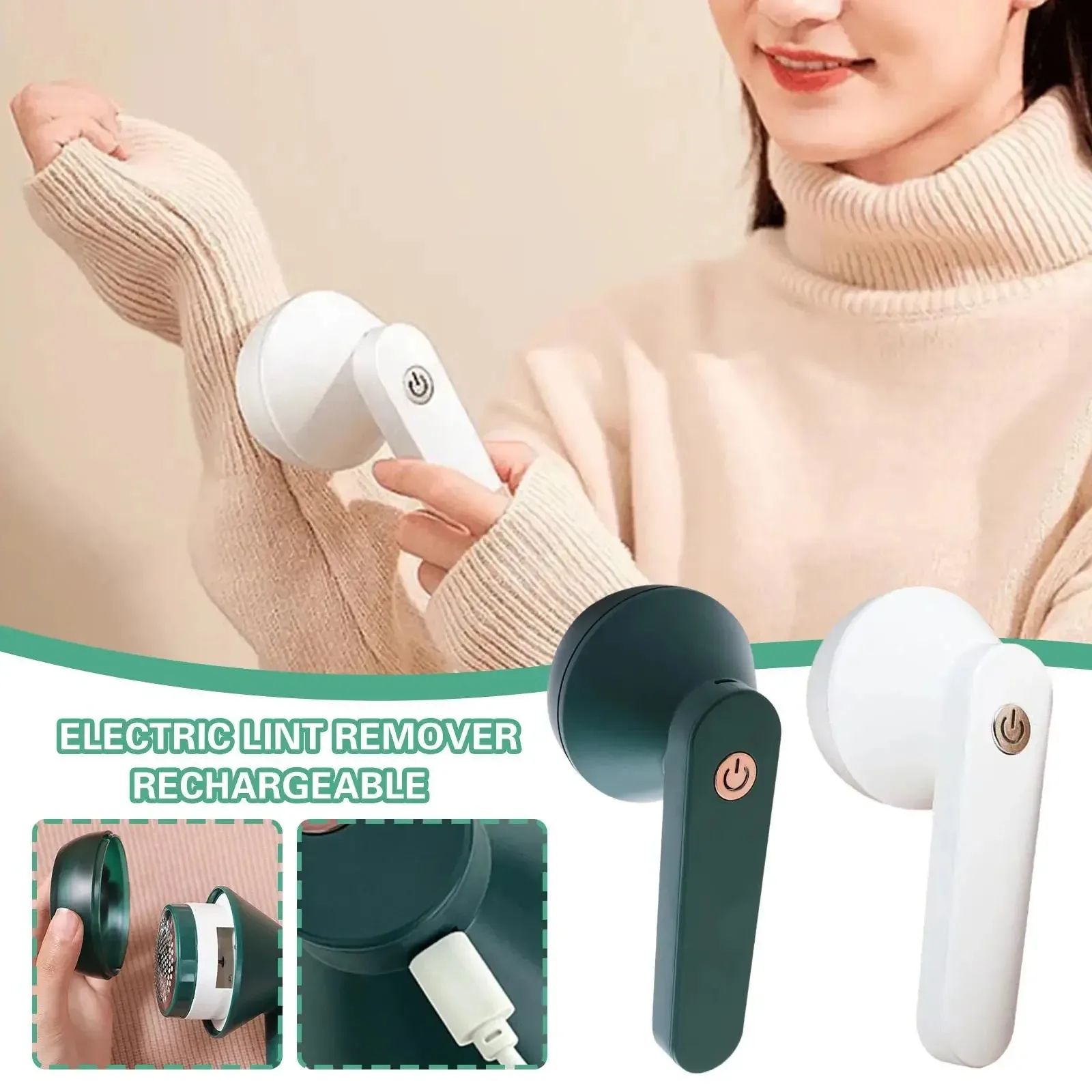 Electric Lint Remover USB Rechargeable Fabric Shaver – Portable Hair Ball Trimmer with Stainless Steel Cutter