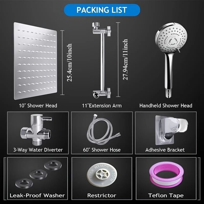 Stainless Steel Pressurized Shower Set with Concealed Mount and Extended Lever Arm