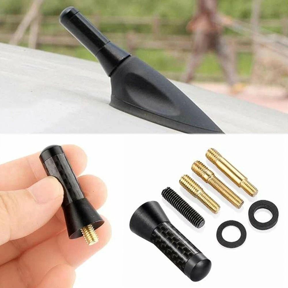 Carbon Fiber Radio Antena, Screw Car Antenna Kit, FM Antena Black for Better Signal Reception