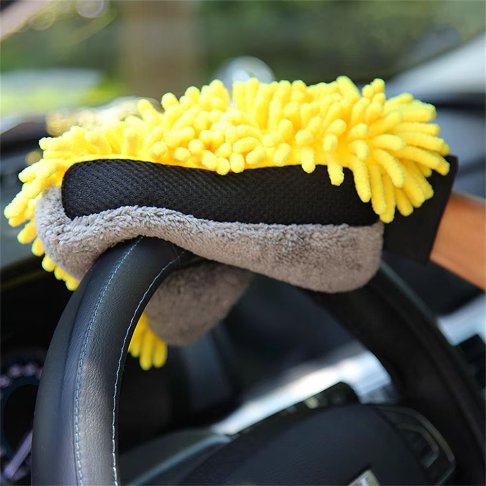 Premium Ultra-Plush Microfiber Car Wash Mitt (Double-Sided Chenille Waterproof Glove)