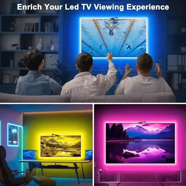 PC/TV Led Backlight RGBIC LED Strip Light with Color Picking Sensor App Control Music Sync Smart RGB Light for Gaming At