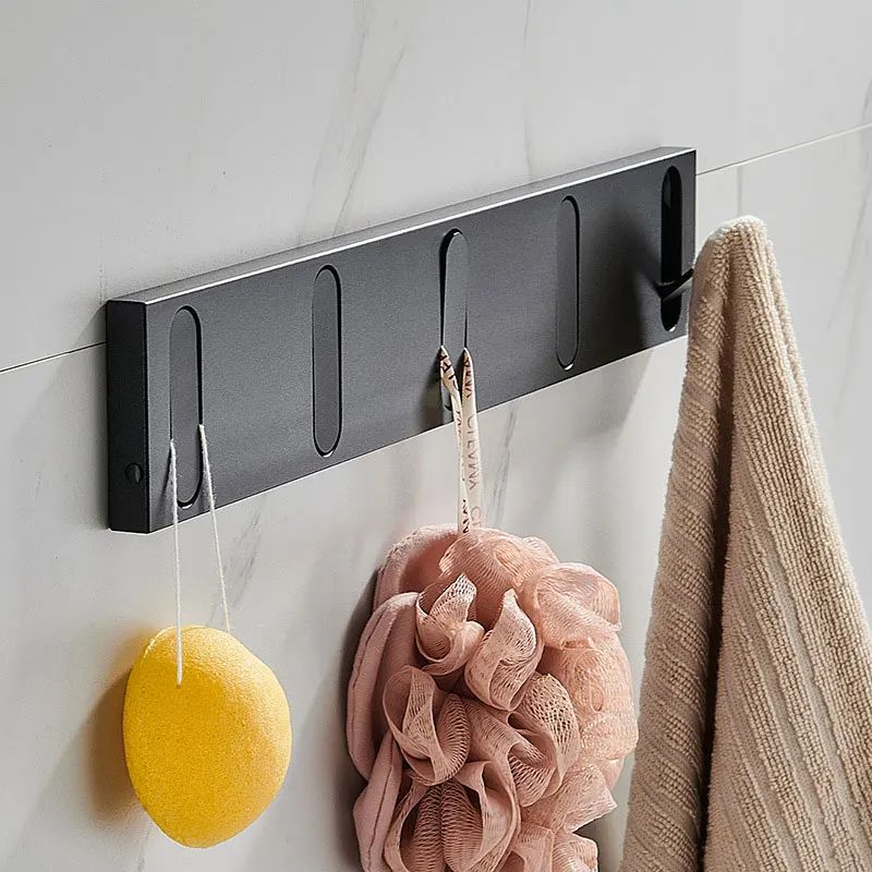FlexHide Invisible Folding Wall Hooks – Space Aluminum Self-Closing Coat & Towel Hanger