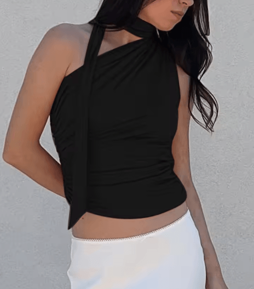 Backless Off Shoulder Halter Crop Top Vintage Y2K Summer Tank