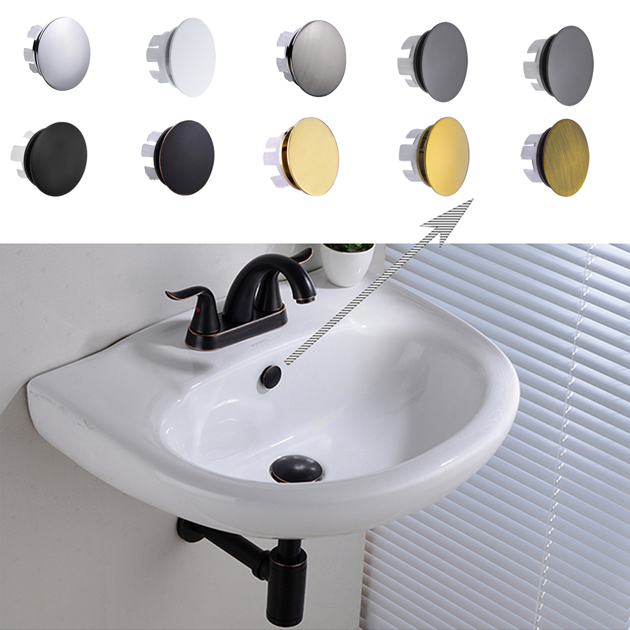 Premium Brass Sink Overflow Cover Bathroom Hole Cap Decorative Trim Finish