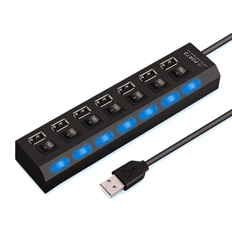USB 2.0 Multi Port Hub 4 to 7 Port with LED Switch