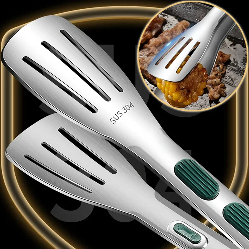 New Stainless Steel Food Tongs, BBQ Meat Salad Bread Clip, Barbecue Grill Buffet Clamp, Non-slip Tong Cooking Tools
