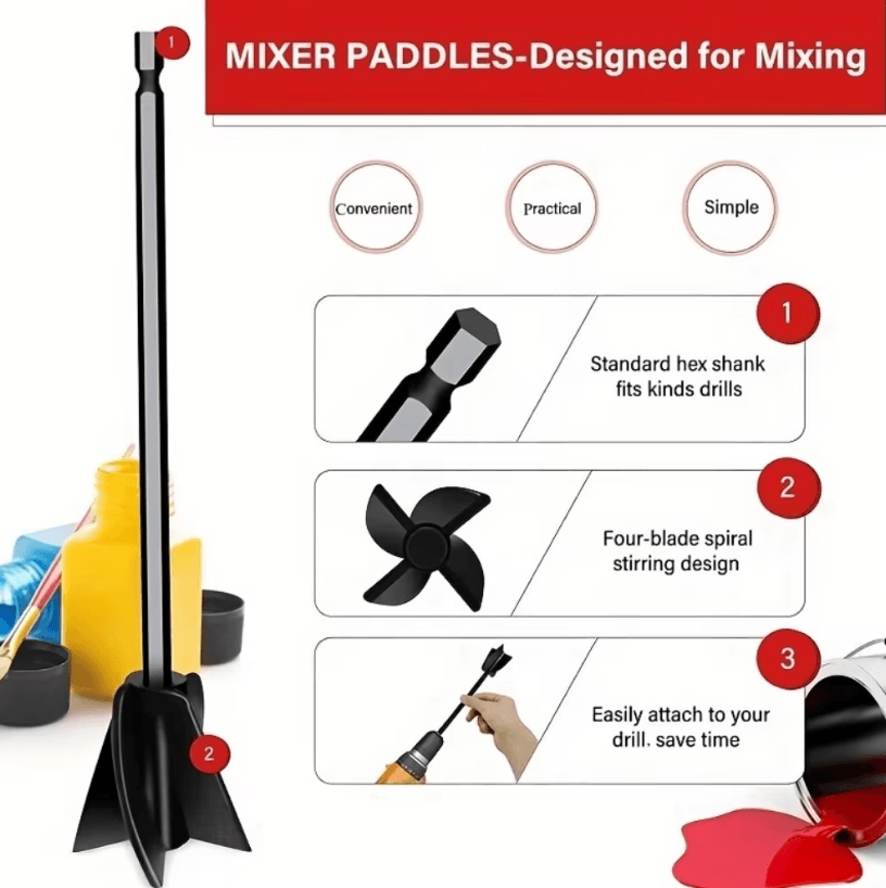 Black Epoxy Resin Mixer Paddle Attachment for Drill Perfect Mixing Every Time