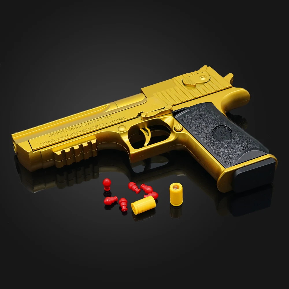 Mechanical Auto Desert Eagle Airsoft Toy Gun Continuous Shot Ejecting Shells Soft Bullets for Kids Outdoor Target Game