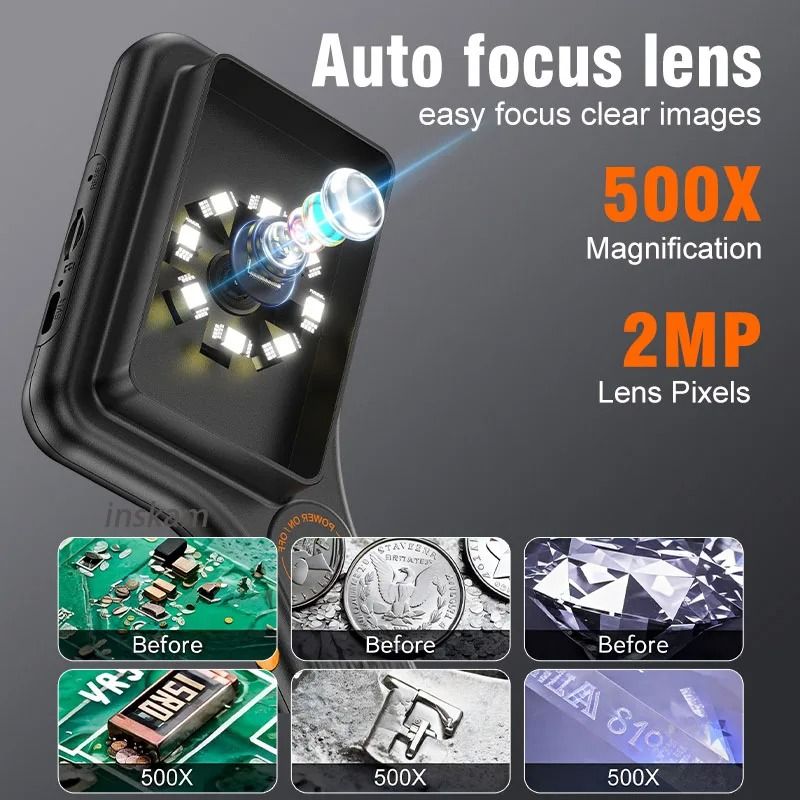 Handheld Digital Microscope with IPS Screen and 500x Magnification