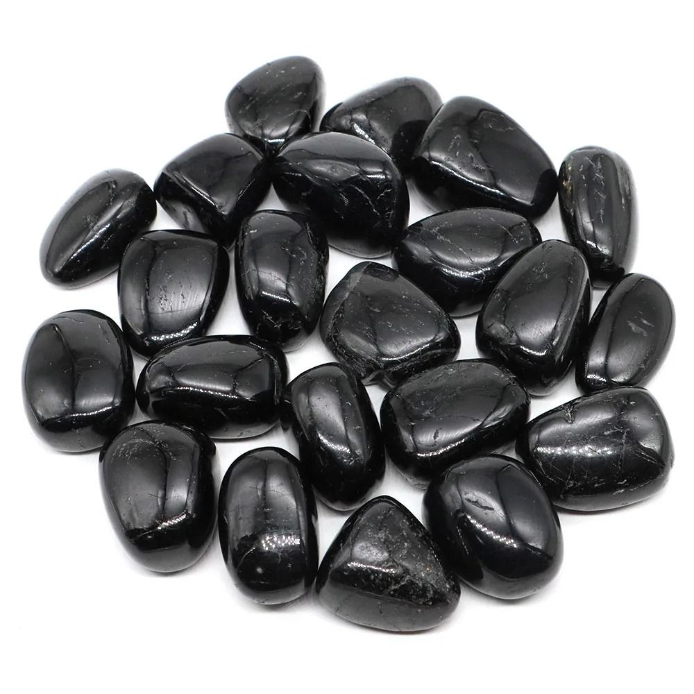 Natural Black Tourmaline – High-Definition Irregular Tumbled Mineral Specimen