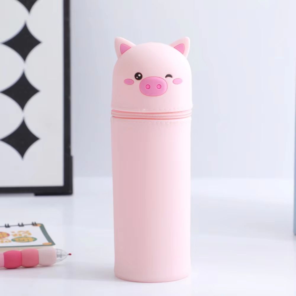 Silicone Cartoon Animal Pencil Case Foldable Pen Pouch with Zipper