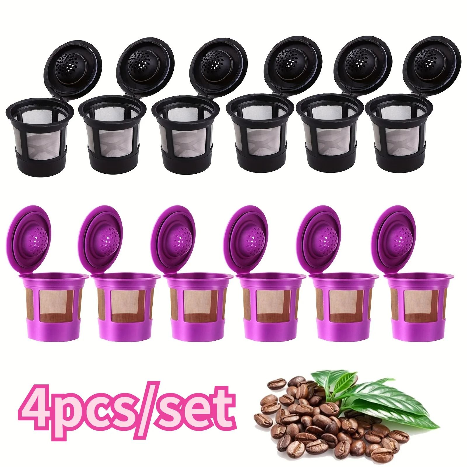 Universal Reusable K-Cups – 4-Pack Eco-Friendly Coffee Filters for Keurig