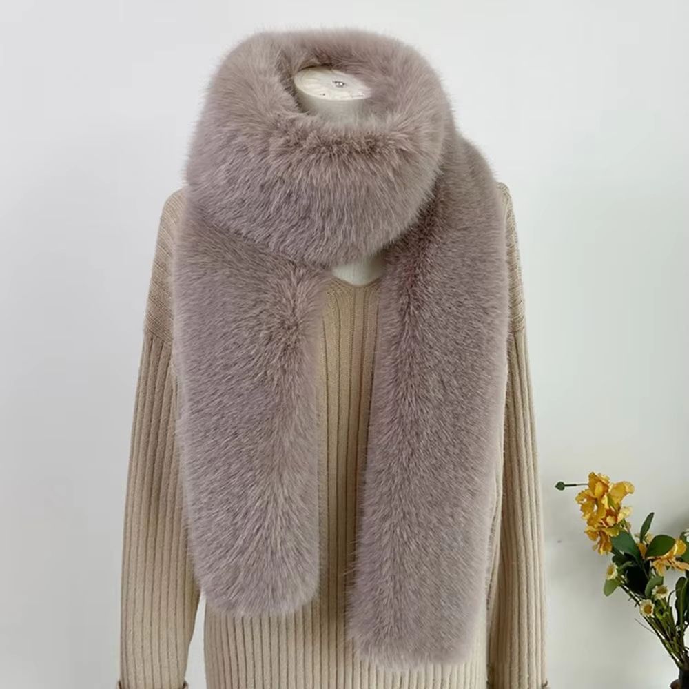 Luxury Plush Fake Fur Long Scarf 70.87in Soft Winter Wrap & Shawl