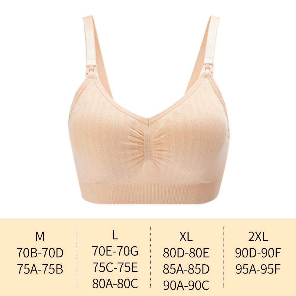 Seamless Nursing Bra, Breathable Maternity Bra with Single Handed Front Buckle, Push Up Women's Breastfeeding Underwear,