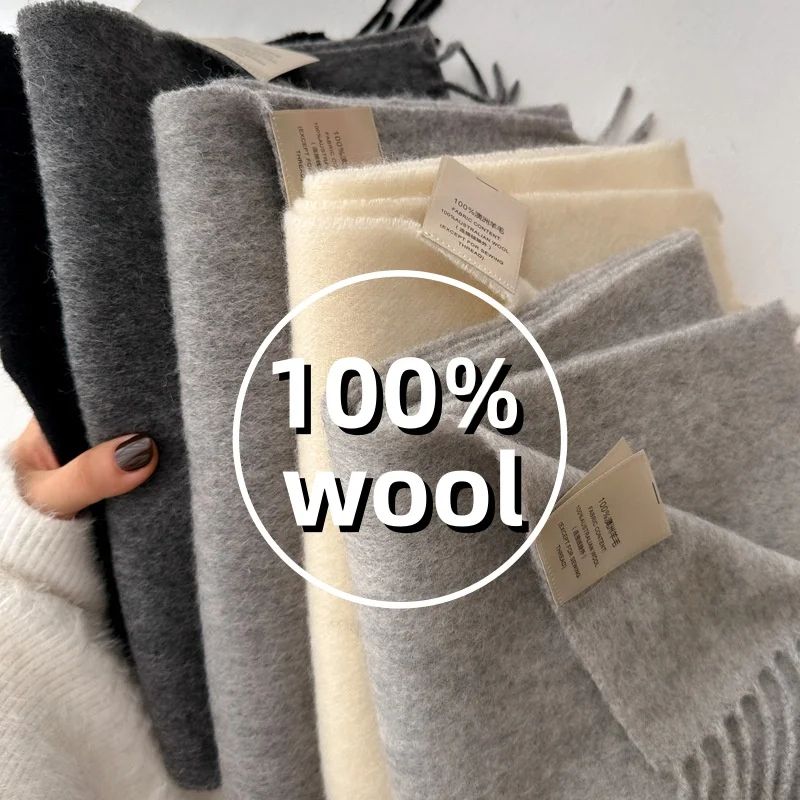 100% Wool Winter Scarf for Men and Women