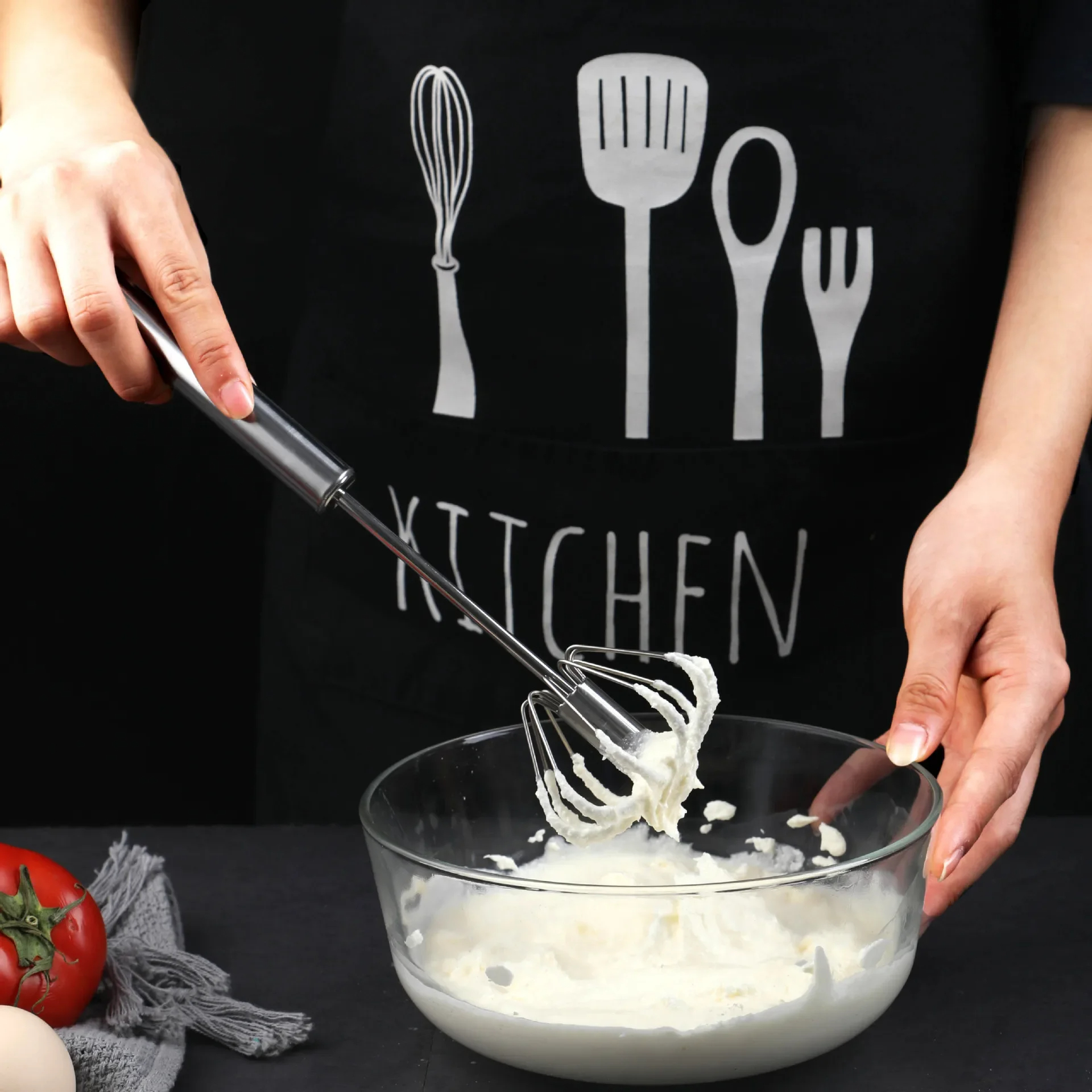 Stainless Steel Semi Automatic Whisk Blender – Versatile Egg Beater & Hand Push Mixer