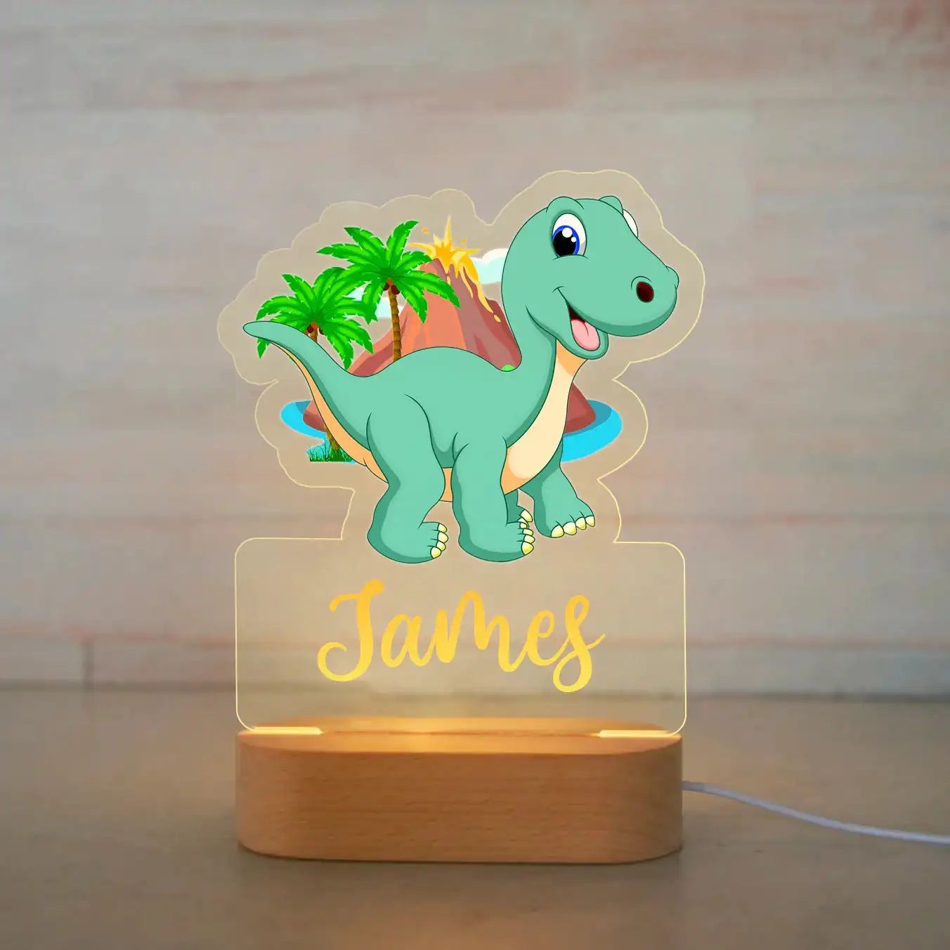 Personalized Kids Night Light Custom Name Animal Acrylic Lamp