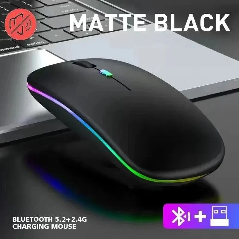 Rechargeable Silent Wireless Mouse with Bluetooth Dual Mode and LED Backlight
