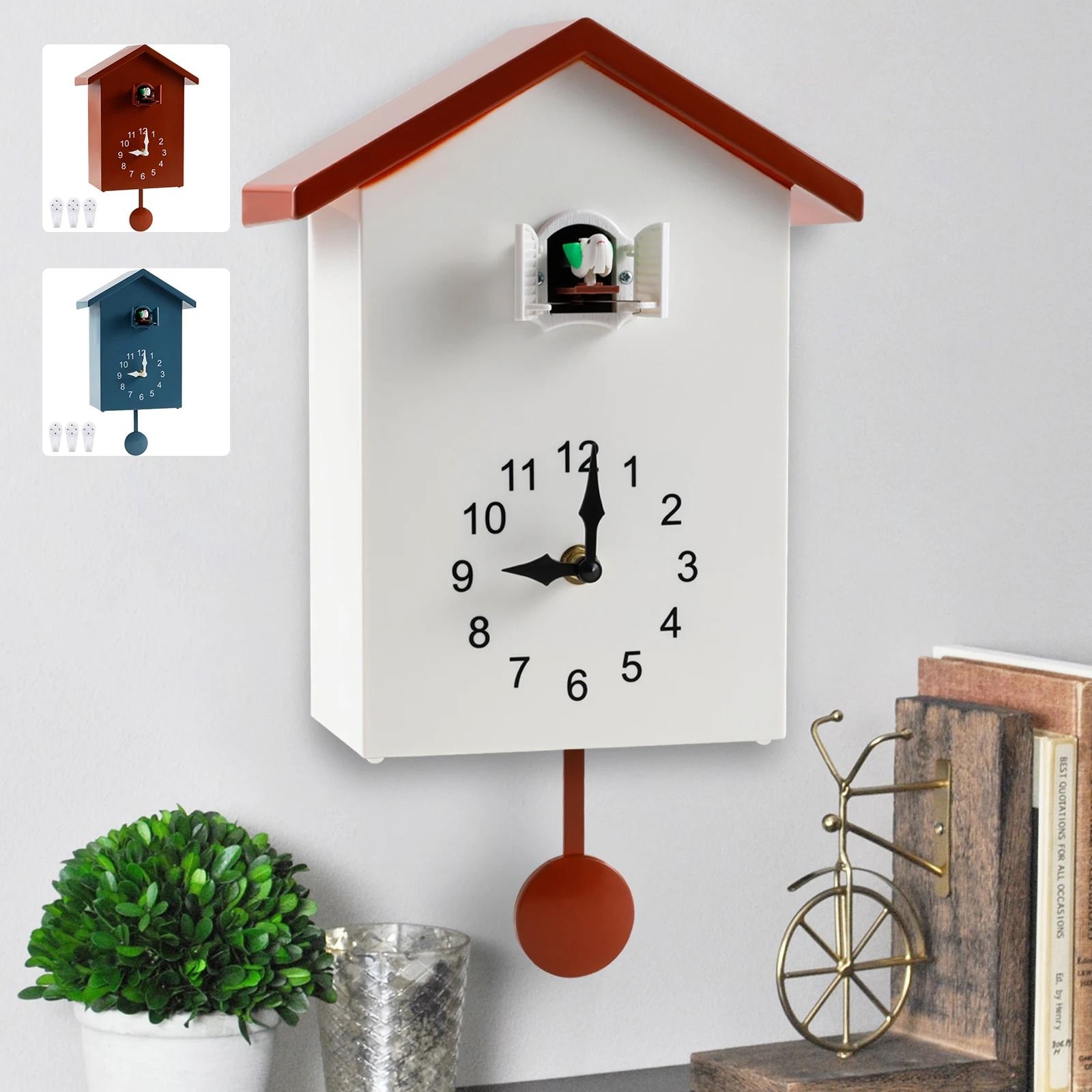 Creative Cuckoo Wall Clock with Bird Sound and Silent Movement