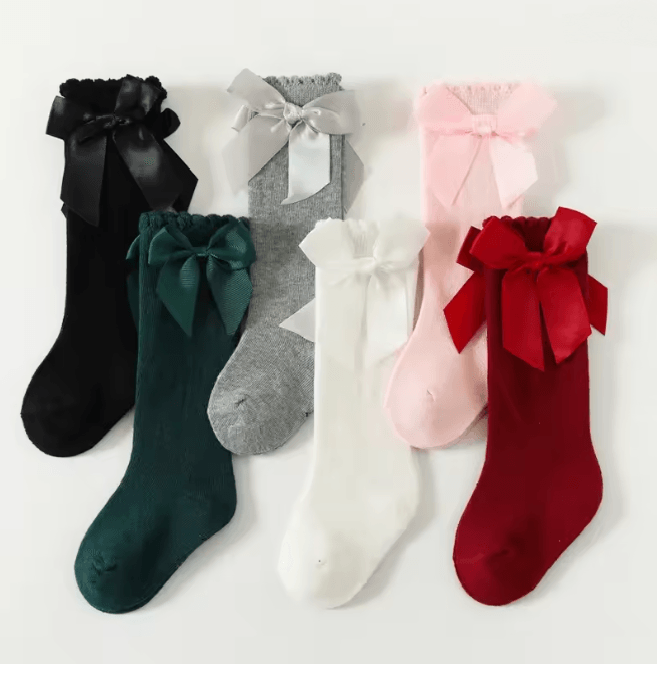 Baby Girls Knee High Bow Socks Sweet Long Tube Leg Warmer Socks 0 to 6T