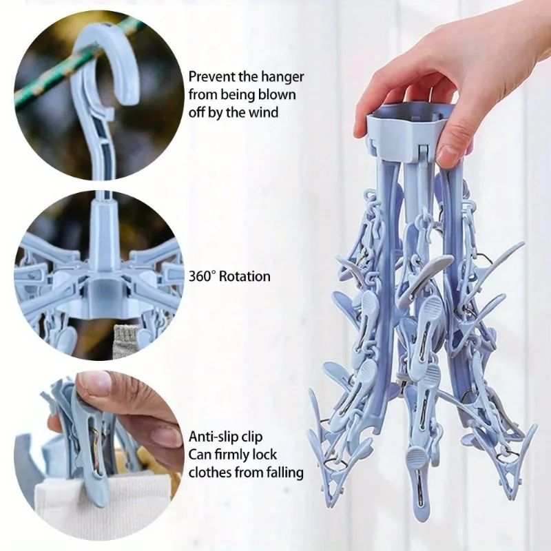 Folding Sock Drying Rack with 24 Clips
