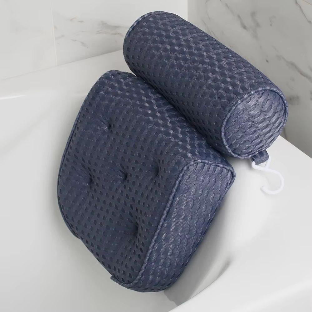 Luxury Bathtub Pillow for Head Neck and Back Support 4D Air Mesh Spa Bath Pillow with Non Slip Suction Cups