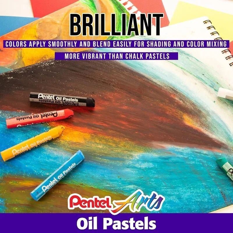 Pentel Arts Professional Oil Pastel Set - Brilliant Assorted Colors (PHN Series)